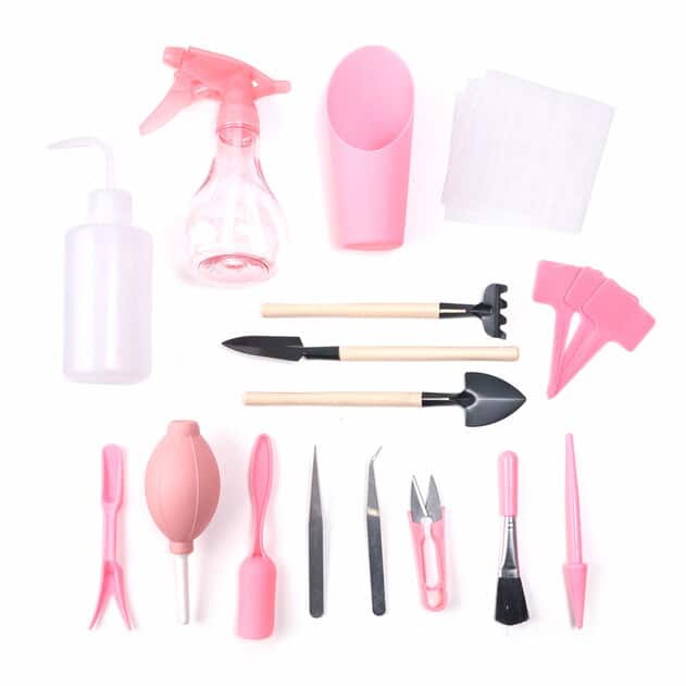 Gardening tools on white background.